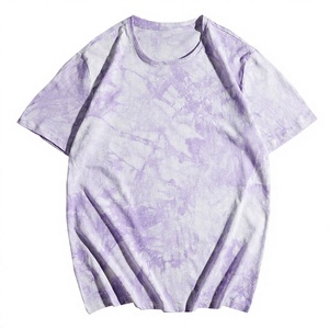 Men's <b>Tie</b>-Dye Short Sleeve T-Shirt O-Neck Regular Fit Casual <b>Knitted</b> Purple White Patterned Summer Wear - Product Image 1