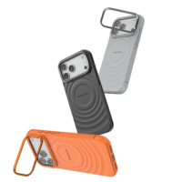 Coque Magnétique pour iPhone 17 Pro Max avec Support de Charge Sans Fil, Protection d'Objectif et Bézel, en TPU Ondulé Antichoc Souple
