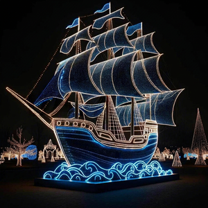 Luz LED para Barco de Exterior, Impermeable, Decoración con Motivos, Arte para Patio de Barco de Madera, Exhibición Navideña para Jardín con Temática Náutica - Product Image 1