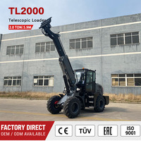 Chargeur télescopique agricole en gros, capacité de charge nominale de 2 tonnes, 4x4, diesel compact, capacité de la benne de 1m3
