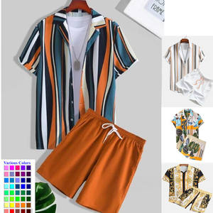 Personnalisez votre logo Chemises de plage pour <span class=keywords><strong>homme</strong></span> Chemises d'été 2 pièces Plus et ensemble court Vente en gros Ensembles de chemises pour hommes imprimés de grande taille - Product Image 1