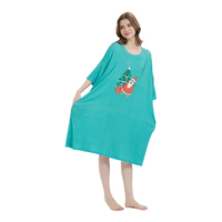 Impression de noël personnalisée été doux Cool écologique respirant surdimensionné long lâche femmes t-shirt de nuit avec poches