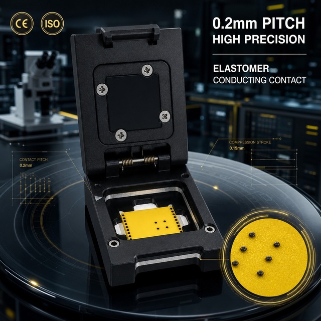 Elastomer IC Test Socket 60GHz High Frequency BGA LGA Semiconductor Burn in Fixture Conductive Rubber Jig