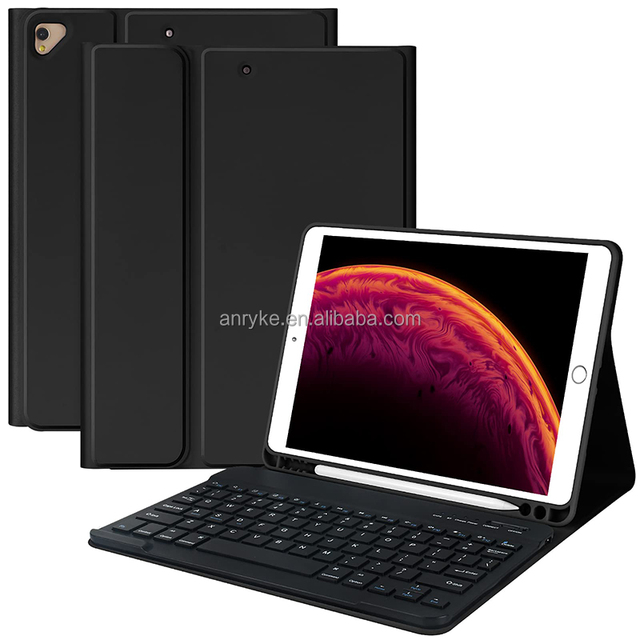 Wireless Keyboard Case for iPad 10.2/9.7 Inch 2017-2018 Air5 10.9 Inch Pencil Holder Shockproof Waterproof Dustproof Silicon +