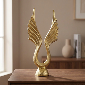 Jaffs Exports 46cm H X 9.5cm W X 23.5cm LGold Plated Aluminium Abstract Wing Sculpture Contemporary Art Decor Handmade - Product Image 2