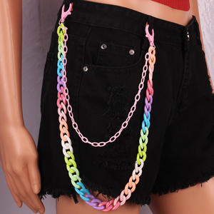 Candy-Colored Double Layer Resin Pants <b>Chain</b> Waist <b>Chain</b> For Women Casual Street Style Fashion Accessory - Product Image 1