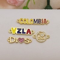 HP276 Nuevo Colgante Esmaltado con Bandera de Colombia y Venezuela, Chapado en Oro de 18K, Conector de Latón con Mapa de País para Pulseras DIY y Joyería