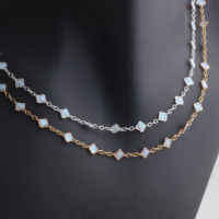 Chaîne à maillons délicate en or rempli 14K/argent S25, largeur 4,3 mm, trèfle à quatre feuilles émaillé blanc 1+5, composants de bijoux permanents DIY
