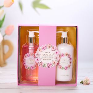 285ml <span class=keywords><strong>Coffret</strong></span> cadeau de <span class=keywords><strong>bain</strong></span> spa pour femmes Nouveau gel <span class=keywords><strong>douche</strong></span> et lotion pour le corps au design floral pour la fête des mères - Product Image 2