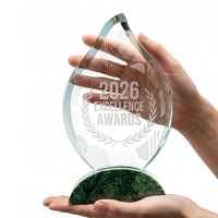 Trophée Flamme de Cristal sur Base en Marbre, Forme de Flamme Ascendante, Grande Surface de Gravure, Récompense pour Équipe Championne et Reconnaissance des Employés - Vente Chaude
