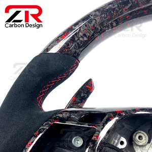 Intérieur de voiture amélioré pour Mercedes Benz W204 <span class=keywords><strong>AMG</strong></span>, volant en cuir véritable personnalisé en fibre de carbone forgée avec palettes de changement de vitesse - Product Image 5