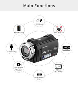 Caméra <span class=keywords><strong>vidéo</strong></span> portable V12 Andoer 1080P Full HD avec zoom numérique 16x, enregistrement <span class=keywords><strong>vidéo</strong></span>, écran LCD rotatif de 3,0 pouces - Product Image 1