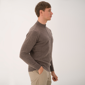 Pull en laine pour homme à demi-zip, tricoté à manches longues - Product Image 4