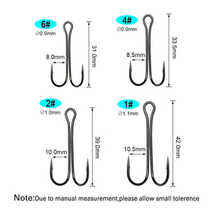 #1 #2 #4 #6 Long Shank Double Hook High Carbon Steel Strong Fishing Lure Hook for Perch Pike Sea Bass Fishing - Product Image 2