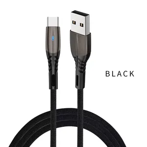 New Product Zinc Alloy Led Light Quick Charging Data Usb Cable Type C Micro Usb 1m