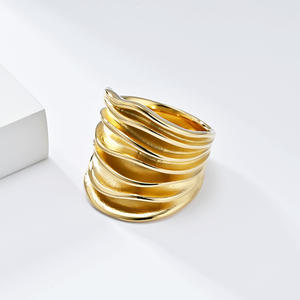 European American Style 3D Woven Pleated <b>Ring</b> Gold Plated Titanium Steel Women Fashion Jewelry Gift - Product Image 3
