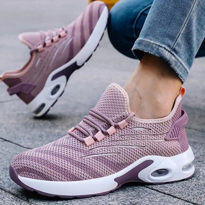 Chaussures de sécurité roses légères et respirantes pour femmes, avec embout en acier EU, semelle en PU antidérapante, anti-choc et anti-perforation - Product Image 3