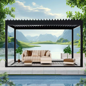 3x6 Pergola Bioclimatique Gazebo Toit électrique motorisé étanche <span class=keywords><strong>Kit</strong></span> Pergola à persiennes en aluminium Cadre en <span class=keywords><strong>bois</strong></span> métal nature - Product Image 5