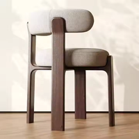 Chaise de salle à manger moderne minimaliste en bois massif JP avec dossier en noyer naturel et revêtement en velours, mobilier écologique pour la maison