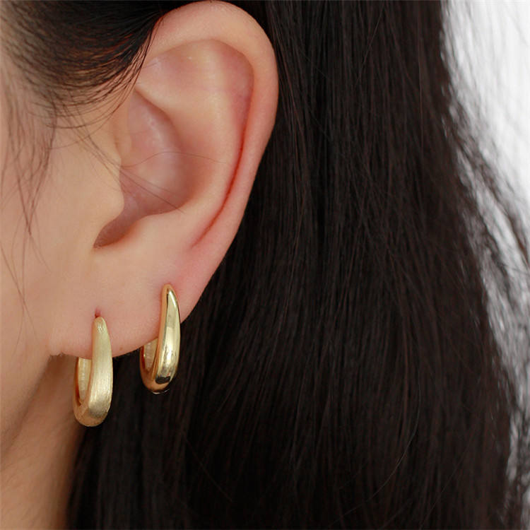 SP Silver Styles Chunky Gold Plated Hoop Earring 925 Sterling