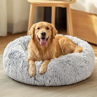 Vente directe d'usine, lit pour chien et chat lavable, chaud, confortable, anti-anxiété, rond, moelleux, apaisant, en forme de beignet