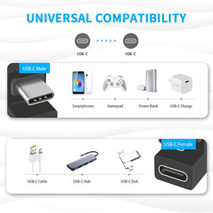 Adaptateur de charge rapide QC PD avec transfert de données 4K 10 Gbps, connecteur en U Type-C femelle vers mâle pour téléphone portable, tablette, ordinateur portable - Product Image 5