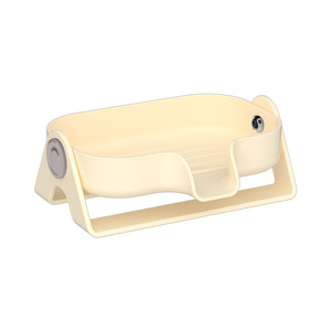 Porte-savon rectangulaire en plastique auto-drainant Time Machine, blanc crème, fixation murale à ventouse pour rangement de salle de bain - Product Image 1