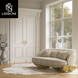 طقم أريكة فاخر لغرفة المعيشة بتصميم إيطالي راقٍ، أثاث مخصص بتصميم جديد، أريكة قماشية فاخرة قطاعية - Product Image 2