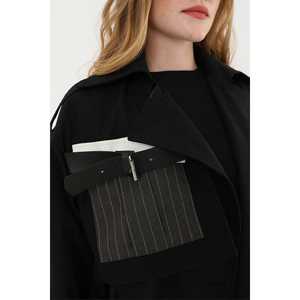 It'Ssh You - Gabardina Negra para Mujer, Manga Larga, Tejida, Elegante, Cómoda para Otoño - Product Image 2