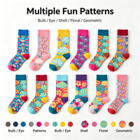 Chaussettes en coton à motif dessin animé pour femmes, vente en gros, 7 designs de personnages, étiquette personnalisée pour cadeau de fête ou usage quotidien