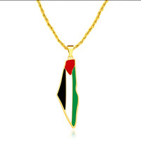 Collier tendance anti-ternissement en acier inoxydable 316L avec pendentif en argent et or PVD, motif Palestine Libre pour femme