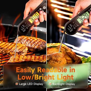 Thermomètre de cuisine pliable D3, thermomètre électronique étanche en acier inoxydable pour la cuisine - Product Image 3