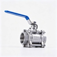 Vanne à boisseau sphérique en acier inoxydable 304, 3 pièces, PN16, commande manuelle, filetage femelle 1/2"~4", joint en PTFE, application alimentation en eau, OEM