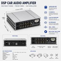 Amplificateurs audio professionnels 4 canaux avec processeur DSP de voiture 8 canaux, max 4x60W classe AB, égaliseur 31 bandes