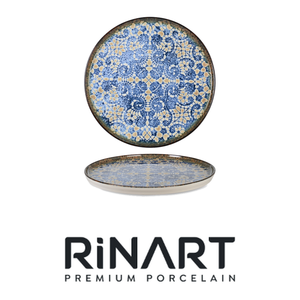 Plato Plano Apilable Bluet Ø 24 cm H 1.7 cm, Porcelana Fina con Impresión Digital Rinart - Product Image 4