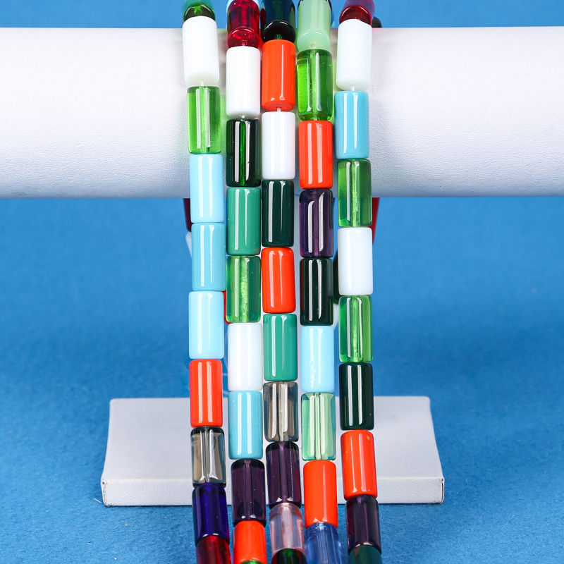 Mixed Color Cylindrical Glass Beads Smooth Transparent Crystal Loose Bead Jewelry Necklace DIY Making