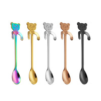 304 acier inoxydable cuillère à café créatif coloré mignon Panda ours conception dessin animé remuer cuillère suspendu tasse cuillère
