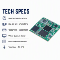 Kiosque de paiement en libre-service 10 TOPS NPU LPDDR5 UFS3.1 Affichage 4K MIPI DSI CAN FD Yocto Linux MediaTek Genio 520 Système sur module