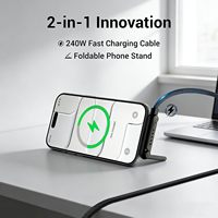 Câble de données 240W en gros avec support, compatible téléphones portables, tablettes Huawei, jeux mobiles, câble de charge rapide USB, pliable