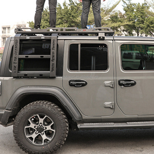 Porte-bagages de toit en <span class=keywords><strong>acier</strong></span> 4x4 avec plateau à bagages LED et échelle pour Jeep Wrangler JL 2018 4 portes, capacité de 300 kg - Product Image 3