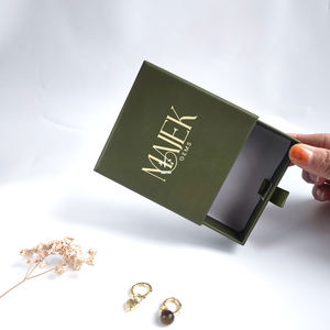 Boîte d'emballage de lingerie de luxe en vente chaude, logo personnalisé, boîte à <span class=keywords><strong>tiroir</strong></span> coulissante en carton rigide vert herbe pour bijoux - Product Image 5