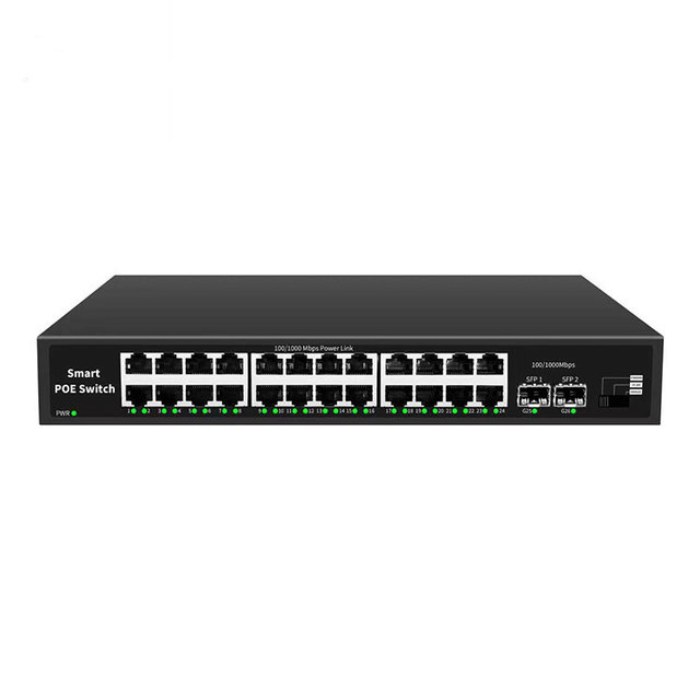 24 Port 10/100/1000Mbps High Quality Ethernet Network Switch With Gigabit Uplink 2 Sfp Port Network Switch for Camera