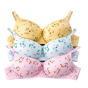 Sujetador estampado para mujer, sujetador acolchado suave de cobertura total, sujetador cómodo para el día a día, tela transpirable, correa ajustable, lencería de uso diario - Product Image 1