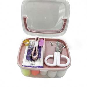 Kit de couture portable en plastique de haute qualité avec fil, ciseaux, aiguilles et règle pour le tricot manuel - Design simple pour la maison et les voyages - Product Image 4