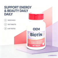 OEM Özel Etiketli Biotin Tabletleri 100 Adet 10000 MCG Besin Takviyesi Tedariki