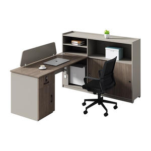 Ensemble bureau et chaise Saint-Leste en forme de L avec rangement pour poste de travail des employés financiers - Product Image 5
