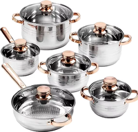 Ensemble de 8 ustensiles de cuisine en acier inoxydable avec couvercles en verre, compatibles induction, écologiques, comprenant une marmite à soupe et des casseroles/pannes pour la cuisine