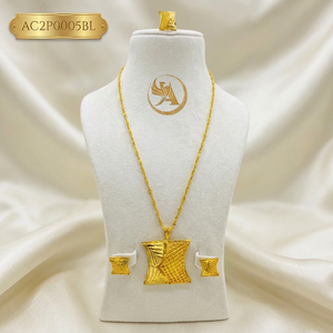 Luxury Gold Plated Pendant Necklace Set for Women Dubai Arabic Gold Jewelry Set African <b>Bridal</b> Wedding Jewelry - Product Image 1