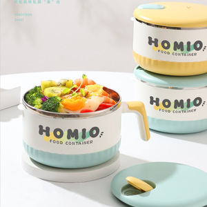 Homio <b>Food</b> <b>Container</b> 304 <b>Stainless</b> <b>Steel</b> Round Lunch Box With Lid And Handle Sealed Meal Box For Students And Office Use - Product Image 5
