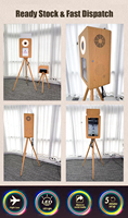 Cabina de Fotos de Lujo con Acabado en Madera de Aluminio, Pantalla Táctil Trasera de 21.5 Pulgadas, Flash Integrado, Portátil, Retro, para Bodas, con Cámara DSLR
